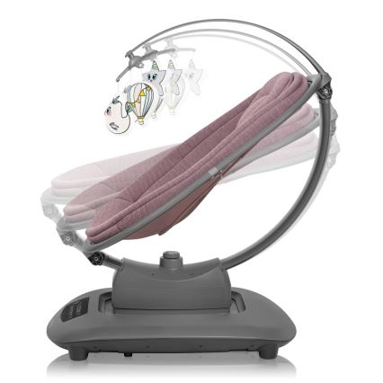 Lionelo - Balancelle musicale pour bébé BLOSSOM Pink Mauve + télécommande