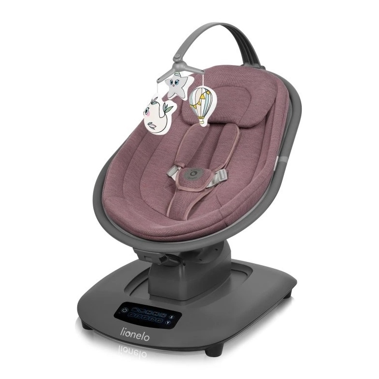Lionelo - Balancelle musicale pour bébé BLOSSOM Rose mauve + télécommande