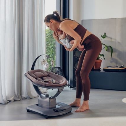 Lionelo - Balancelle musicale pour bébé BLOSSOM Rose mauve + télécommande