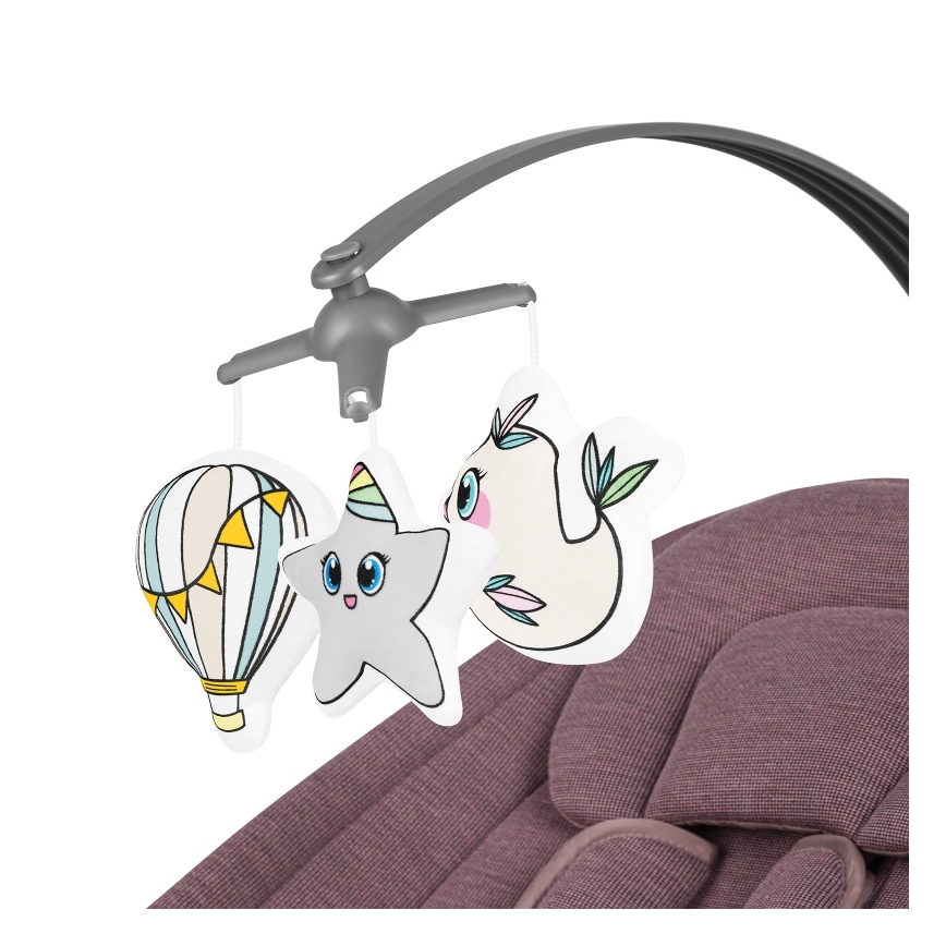 Lionelo - Balancelle musicale pour bébé BLOSSOM Rose mauve + télécommande