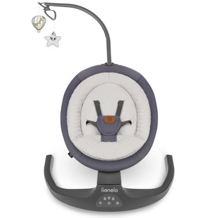 Lionelo - Balancelle musicale pour bébé RALF 4xAA Gris Graphite + télécommande