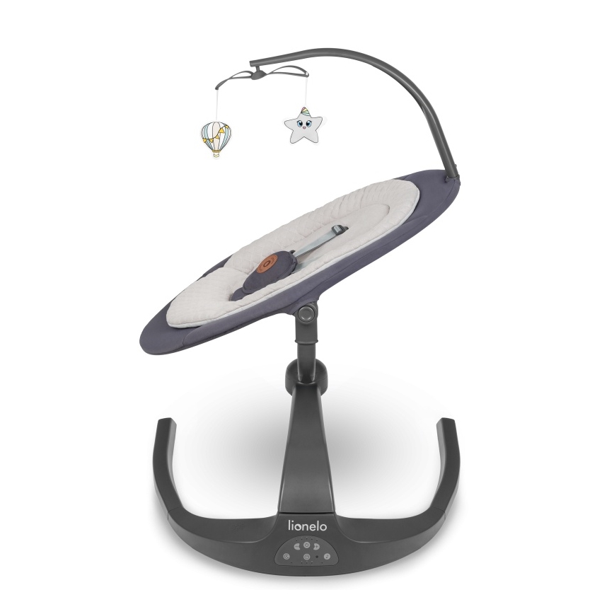 Lionelo - Balancelle musicale pour bébé RINA 4xAA Gris Concrete + télécommande