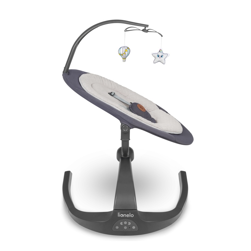 Lionelo - Balancelle musicale pour bébé RINA 4xAA Gris Concrete + télécommande