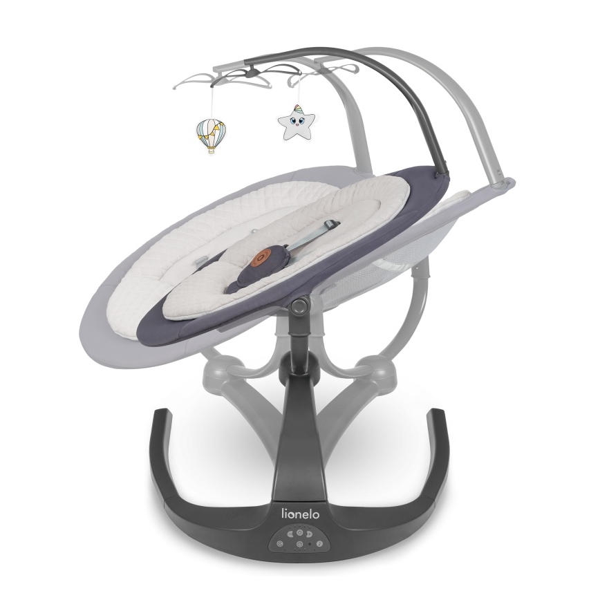 Lionelo - Balancelle musicale pour bébé RINA 4xAA Gris Concrete + télécommande