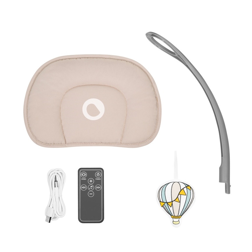 Lionelo - Balancelle musicale pour bébé RIO 4xC Beige Latte + télécommande