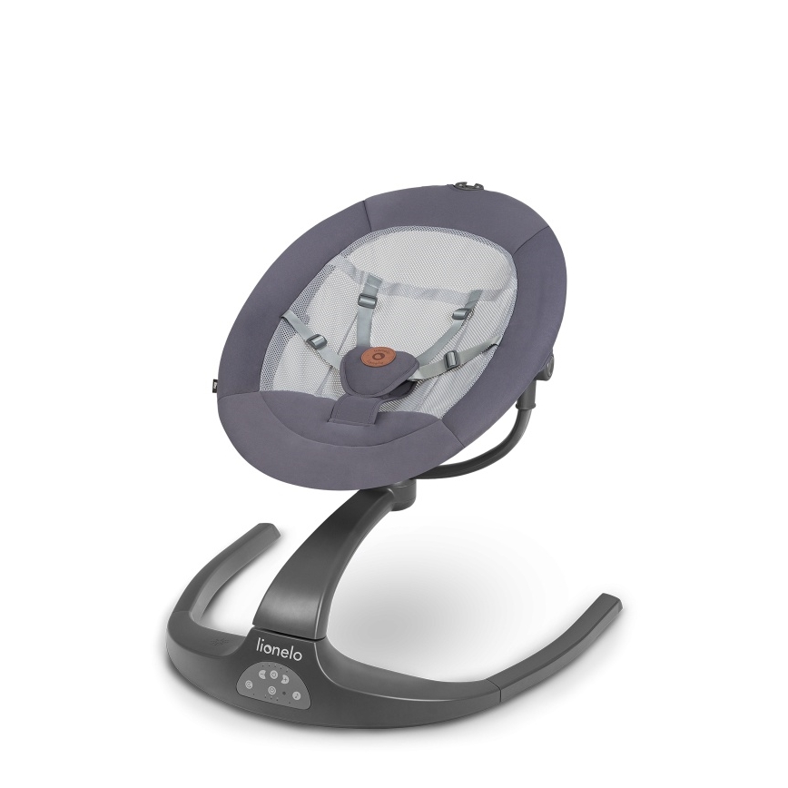 Lionelo - Balancelle pour bébé avec mélodie RINA 4xAA Gris béton + télécommande