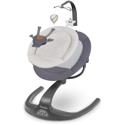 Lionelo - Balancelle pour bébé avec mélodie RINA 4xAA Gris béton + télécommande