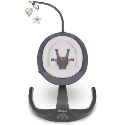 Lionelo - Balancelle pour bébé avec mélodie RINA 4xAA Gris béton + télécommande