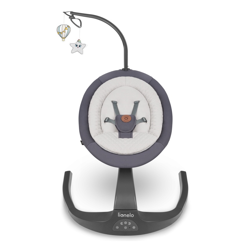 Lionelo - Balancelle pour bébé avec mélodie RINA 4xAA Gris béton + télécommande