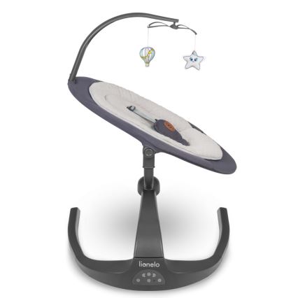 Lionelo - Balancelle pour bébé avec mélodie RINA 4xAA Gris béton + télécommande