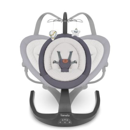 Lionelo - Balancelle pour bébé avec mélodie RINA 4xAA Gris béton + télécommande