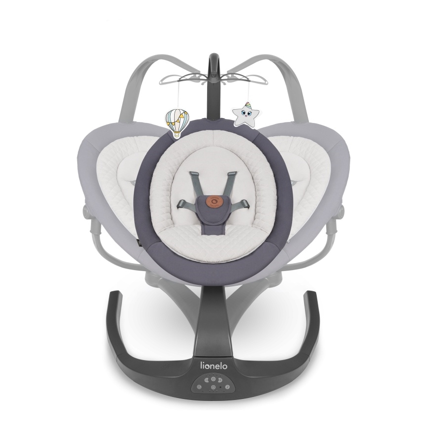 Lionelo - Balancelle pour bébé avec mélodie RINA 4xAA Gris béton + télécommande