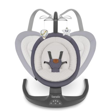Lionelo - Balancelle pour bébé RALF avec mélodie, fonctionnant avec 4 piles AA, Gris Graphite + télécommande