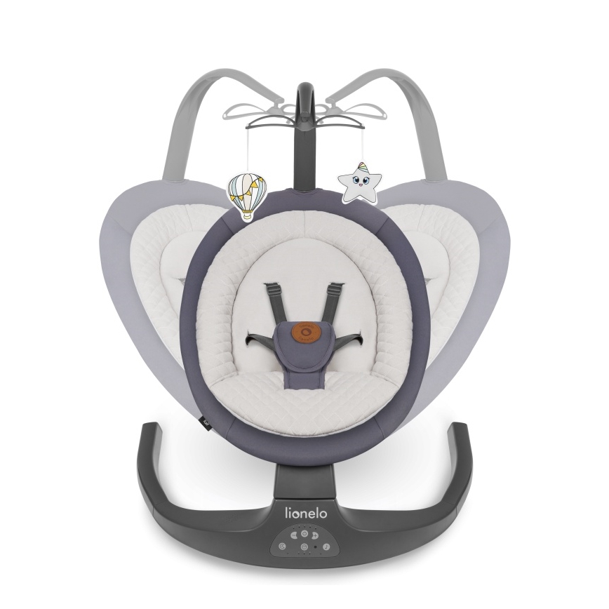 Lionelo - Balancelle pour bébé RALF avec mélodie, fonctionnant avec 4 piles AA, Gris Graphite + télécommande