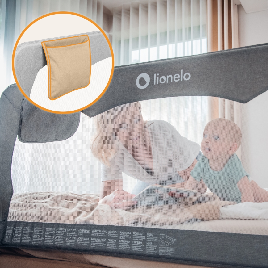 Lionelo - Barrière de sécurité pour lit HANNA Gris chiné