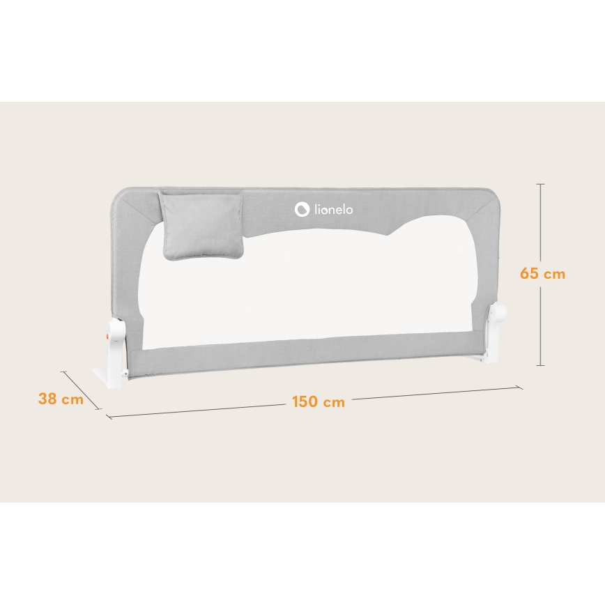Lionelo - Barrière de sécurité pour lit HANNA Gris mélangé