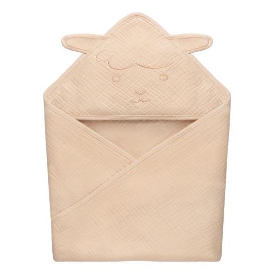 Lionelo - Cape de bain à capuche en mousseline pour enfant Beige cappuccino