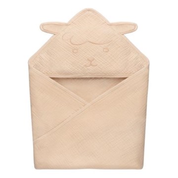 Lionelo - Cape de bain à capuche pour enfant MUSLIN HOODED TOWEL Beige Cappuccino