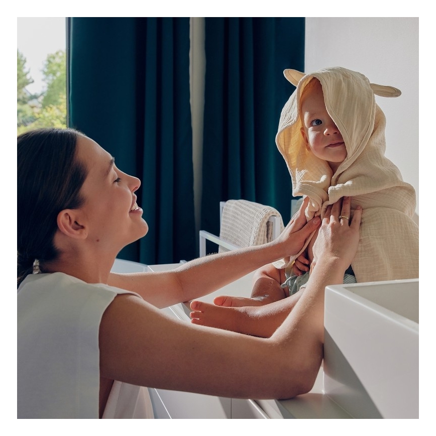 Lionelo - Cape de bain à capuche pour enfant MUSLIN HOODED TOWEL Beige Cappuccino