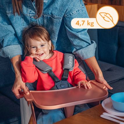 Lionelo - Chaise de repas 2 en 1 pour enfant KOEN Pink Rose