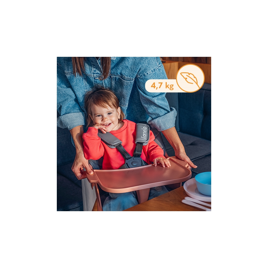 Lionelo - Chaise de repas 2 en 1 pour enfant KOEN Pink Rose