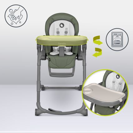 Lionelo - Chaise de repas pour enfant CORA PLUS Vert olive