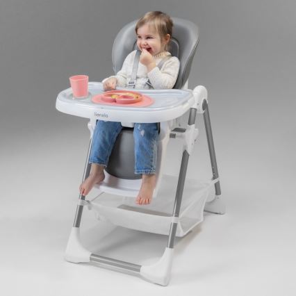 Lionelo - Chaise de repas pour enfant LINN PLUS blanche/grise