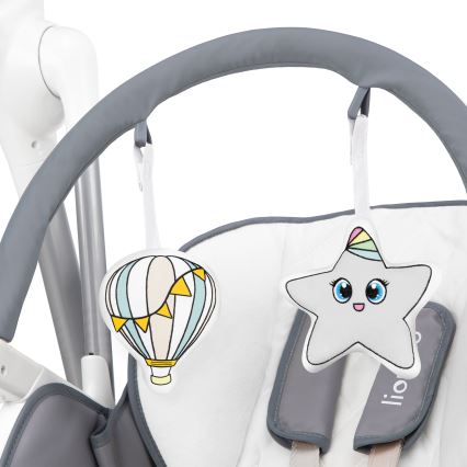 Lionelo - Chaise de repas pour enfant NILES Gris 4xAA