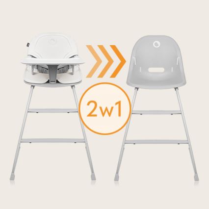 Lionelo - Chaise haute 2 en 1 pour enfant DALIA blanche/grise