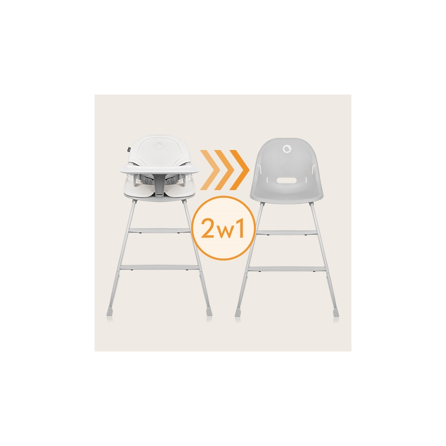 Lionelo - Chaise haute 2 en 1 pour enfant DALIA blanche/grise