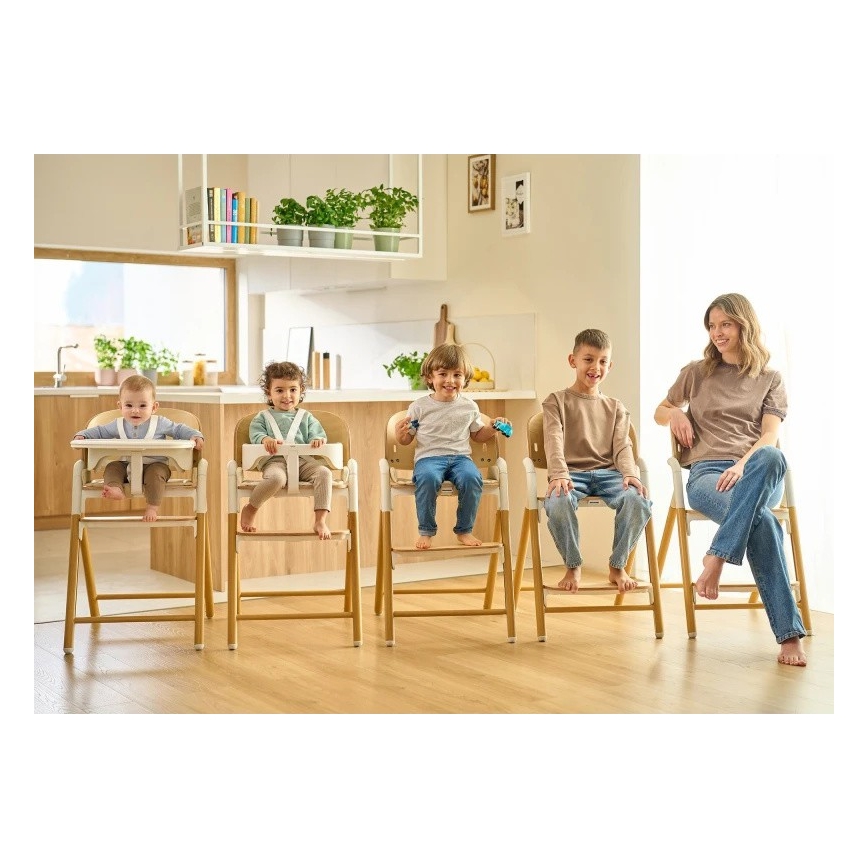 Lionelo - Chaise haute 3 en 1 pour enfant CELIA Blanc / bois naturel