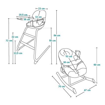 Lionelo - Chaise haute 4 en 1 pour enfant DALIA SET Gris Pierre Naturel