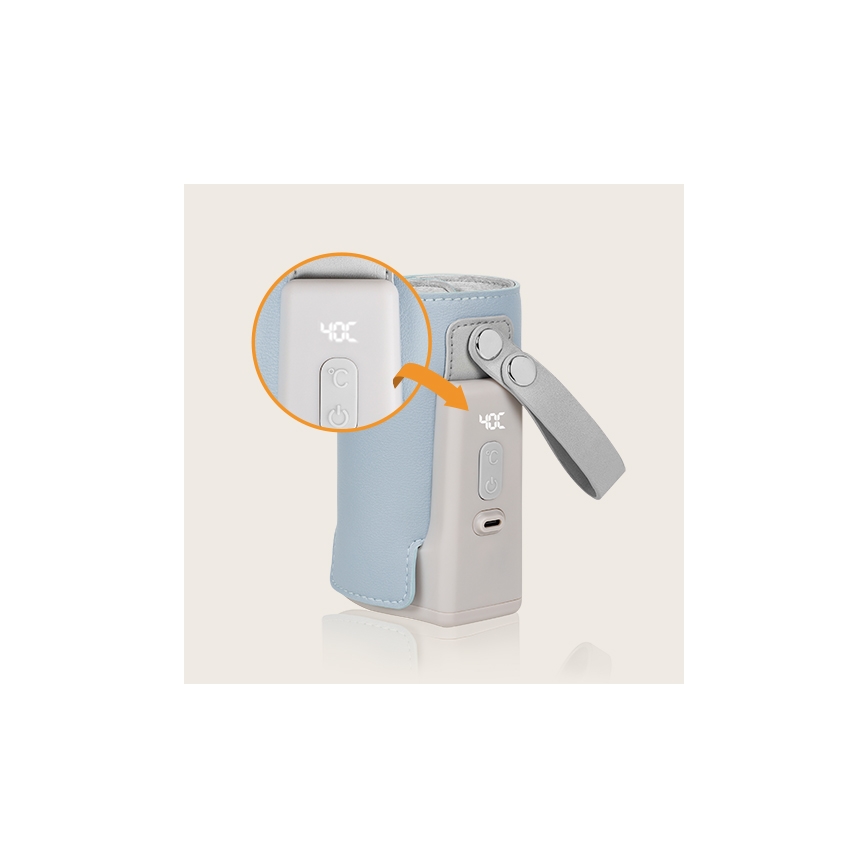 Lionelo - Chauffe-biberon rechargeable THERMUP GO PLUS 10W/5V bleu/gris