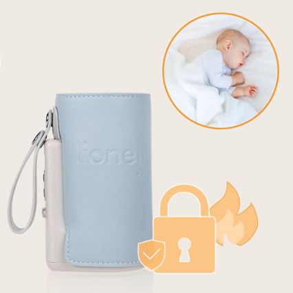 Lionelo - Chauffe-biberon rechargeable THERMUP GO PLUS 10W/5V bleu/gris