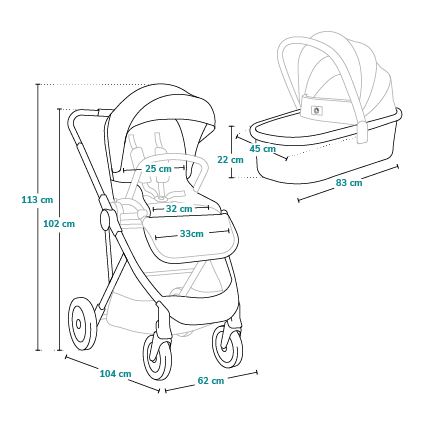 Lionelo - combi-kinderwagen 2-in-1 AMBER Grey Stone