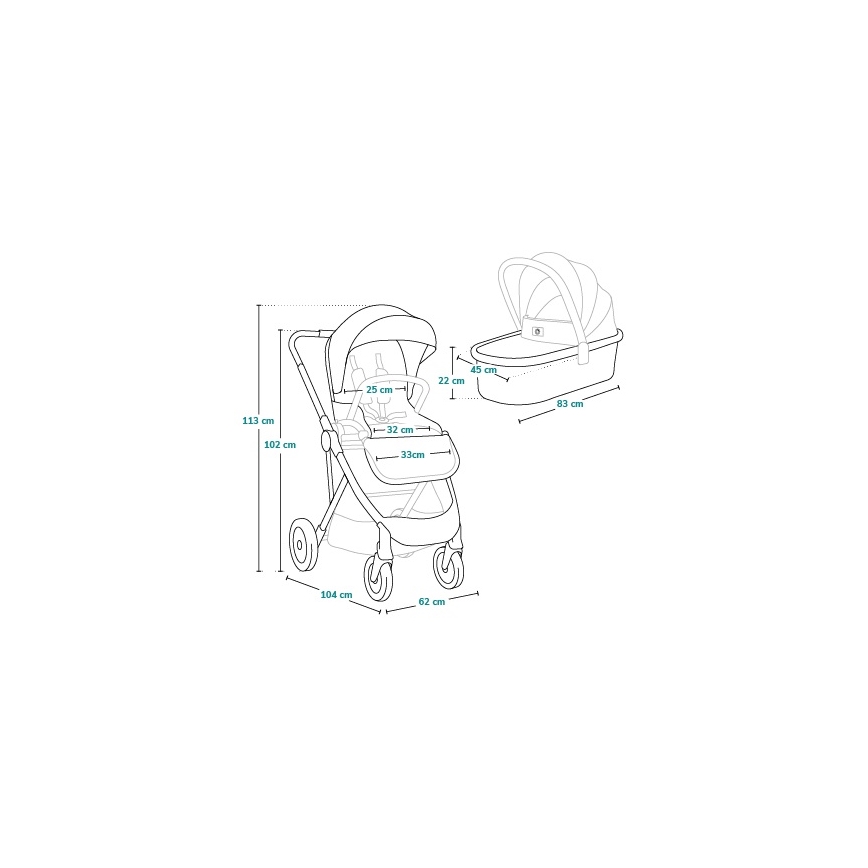 Lionelo - Combi-kinderwagen 2-in-1 AMBER Lovin
