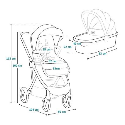Lionelo - Combi-kinderwagen 2-in-1 AMBER Pink Rose