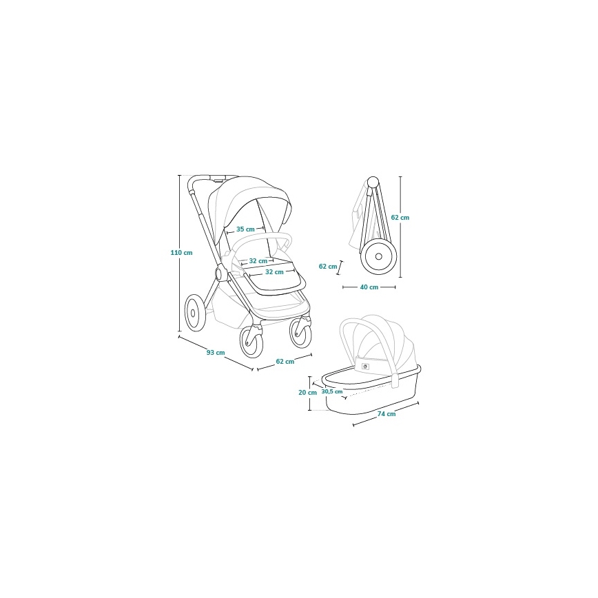 Lionelo - Combi-kinderwagen 2-in-1 MIKA PLUS Beige Sand