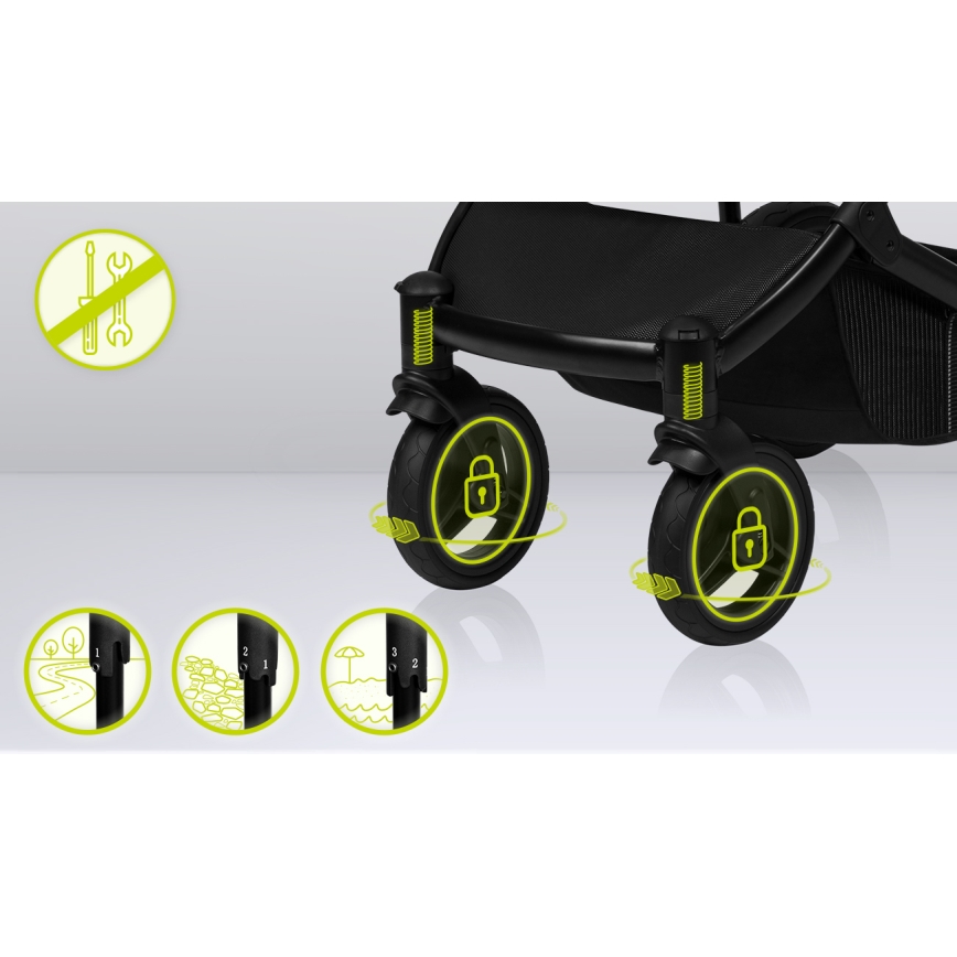 Lionelo - Combi-kinderwagen 3-in-1 MARI TOUR Black Onyx