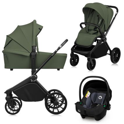 Lionelo - Combinatie 3-in-1 kinderwagen MIKA PLUS Olijfgroen