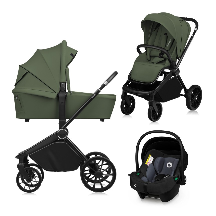 Lionelo - Combinatie 3-in-1 kinderwagen MIKA PLUS Olijfgroen