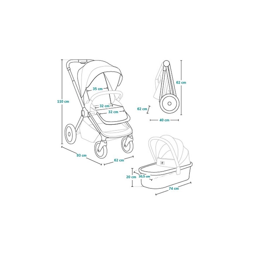 Lionelo - Combinatie 3-in-1 kinderwagen MIKA PLUS Olijfgroen