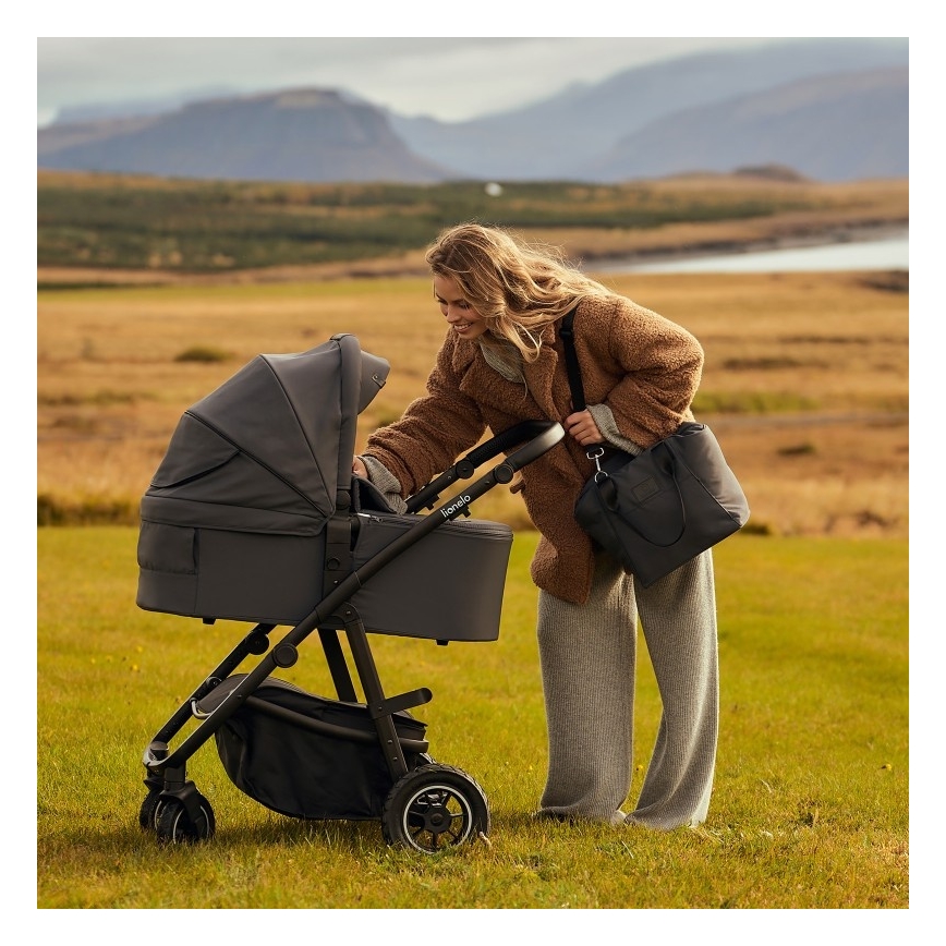 Lionelo - Combinatiekinderwagen 2-in-1 AMBER PLUS Grijs Grafiet