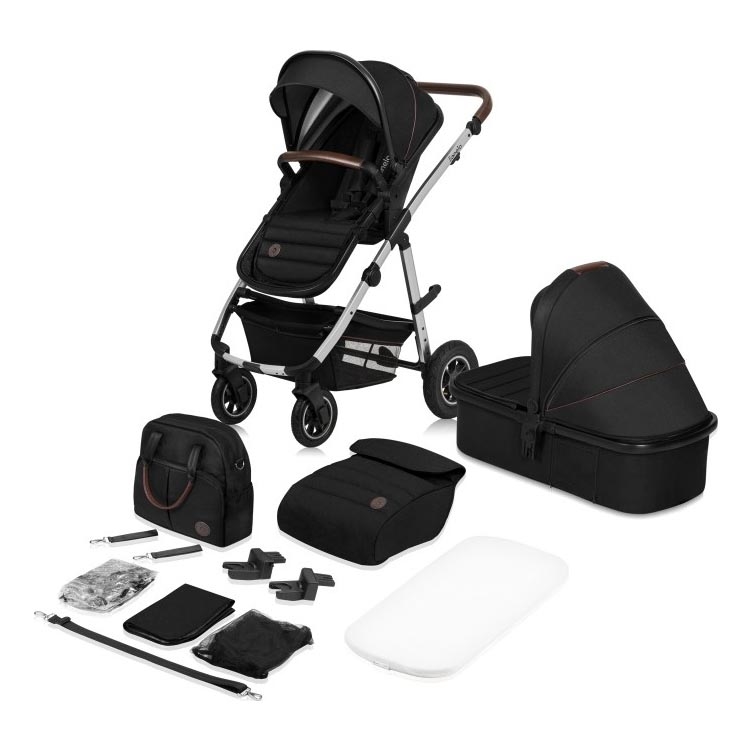 Lionelo - Combinatiekinderwagen 2-in-1 AMBER Zwart/Zilver