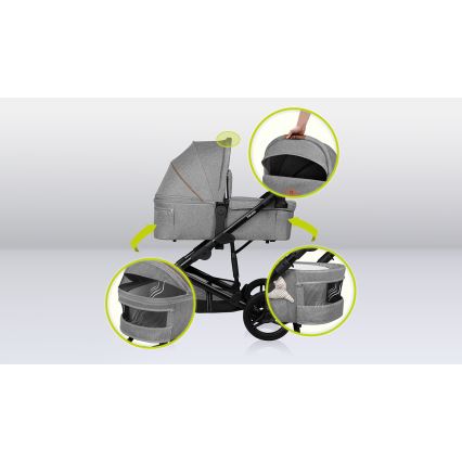 Lionelo - Combinatiekinderwagen 2-in-1 MARI TOUR Grey Stone