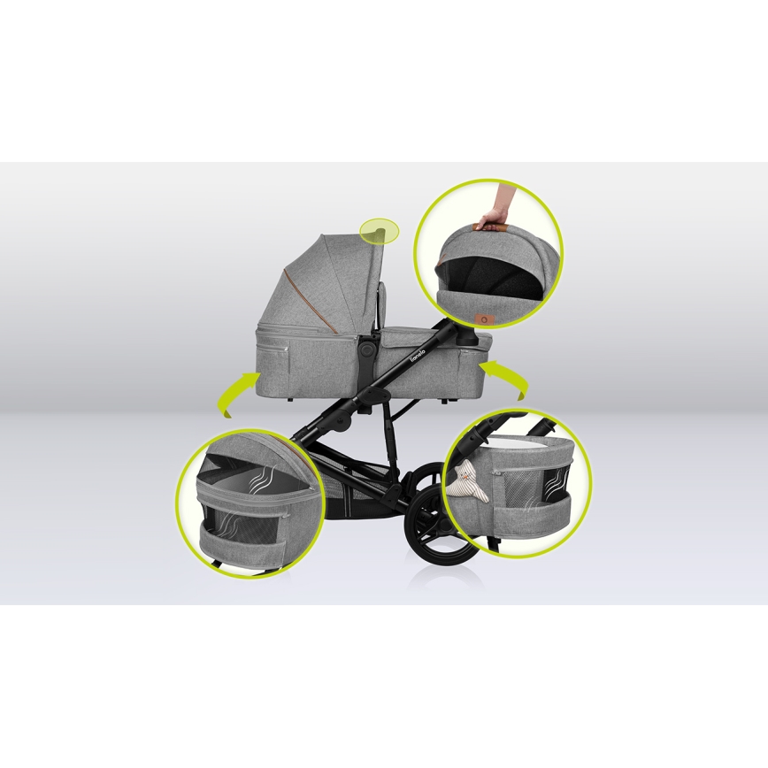 Lionelo - Combinatiekinderwagen 2-in-1 MARI TOUR Grey Stone