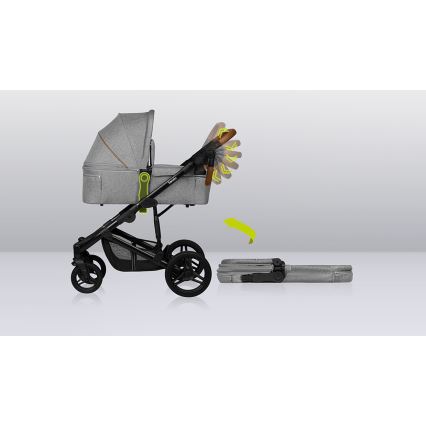 Lionelo - Combinatiekinderwagen 2-in-1 MARI TOUR Grey Stone