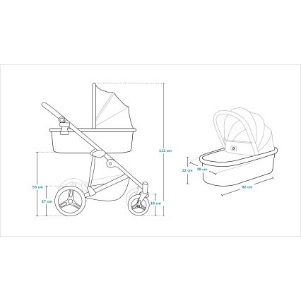 Lionelo - Combinatiekinderwagen 2-in-1 MARI TOUR Grey Stone