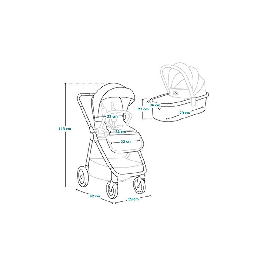 Lionelo - Combinatiekinderwagen 2-in-1 MERIL Grey Stone