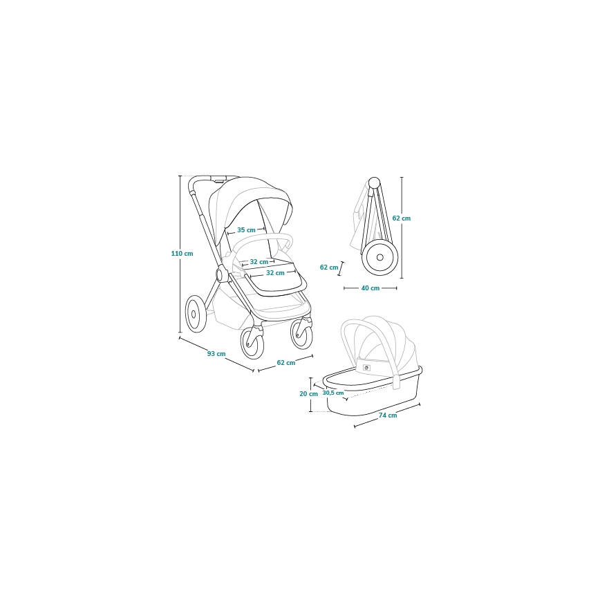 Lionelo - Combinatiekinderwagen 2-in-1 MIKA PLUS Zwart Onyx